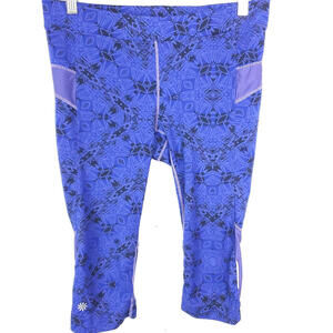 Athleta Leggings Womens M Geometric Print Zip Pocket Cropped Running Workout